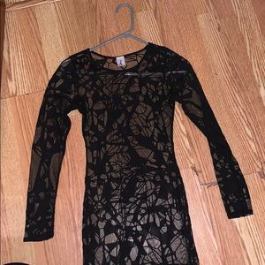 Sheer Black Dress (Lace Printed)